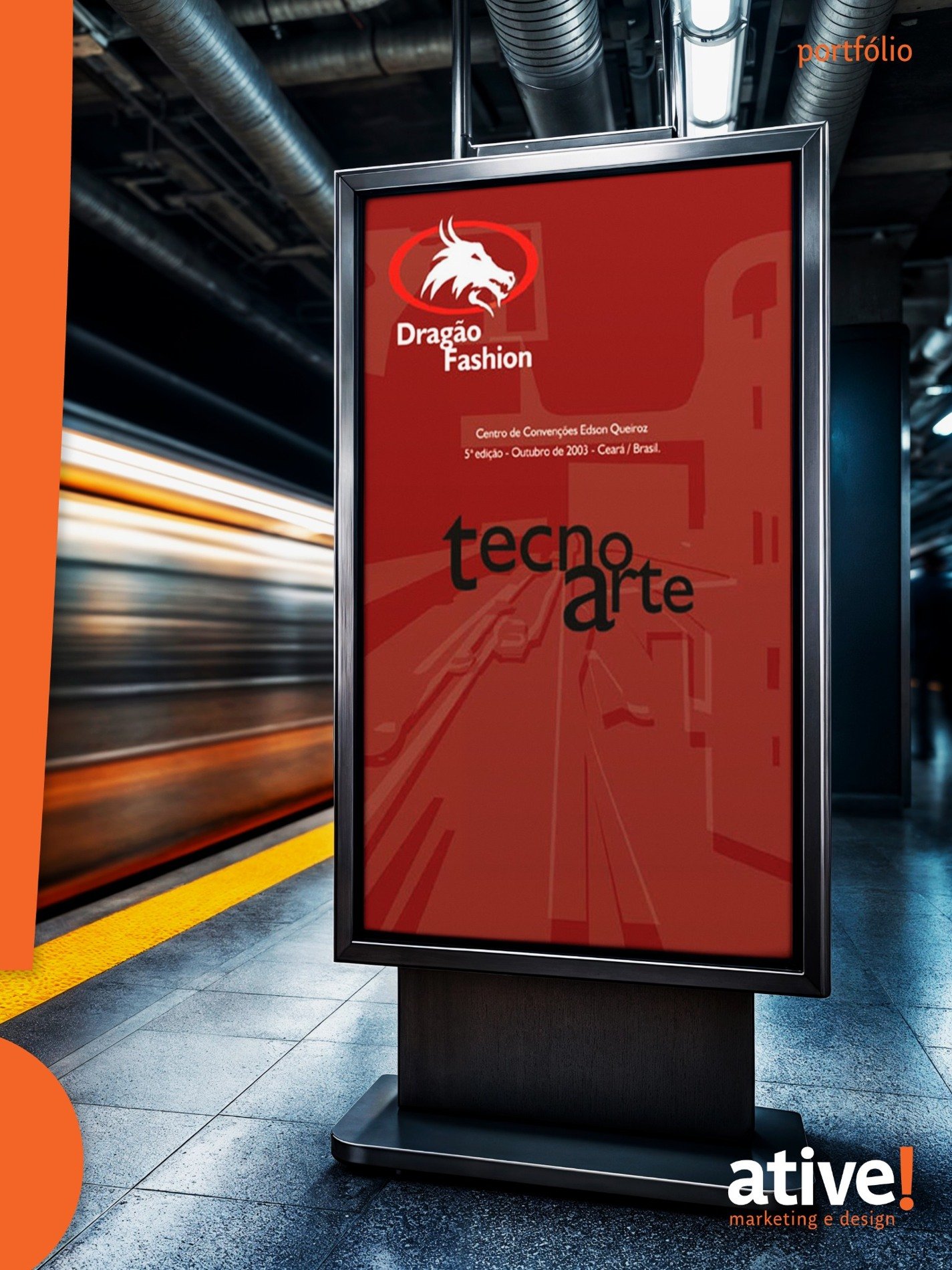 Peça publicitária Tecno Arte apresentada em painel de mídia exterior.